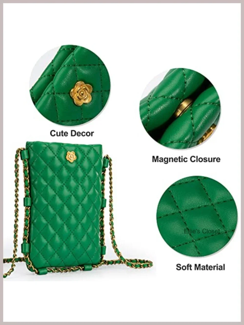 Quilted Crossbody Phone Purse with Strap, Small Wallet Bag for Women